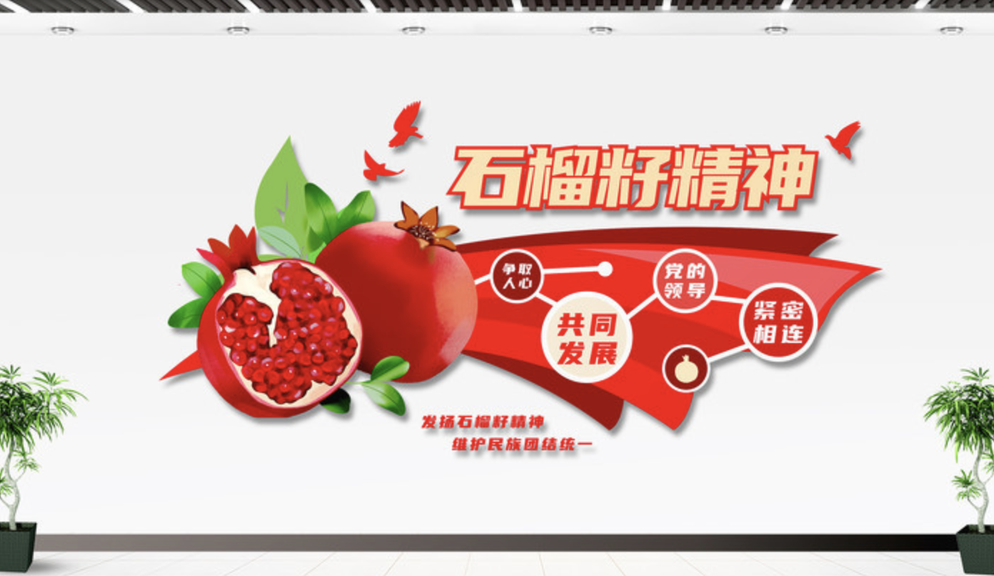 石榴籽精神民族團結(jié)黨建標語文化墻