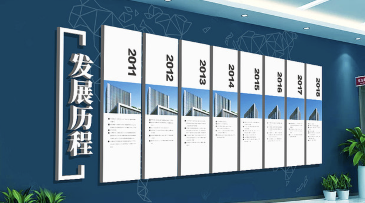 企業(yè)發(fā)展大事記文化墻設計(圖2) 企業(yè)發(fā)展歷程文化墻